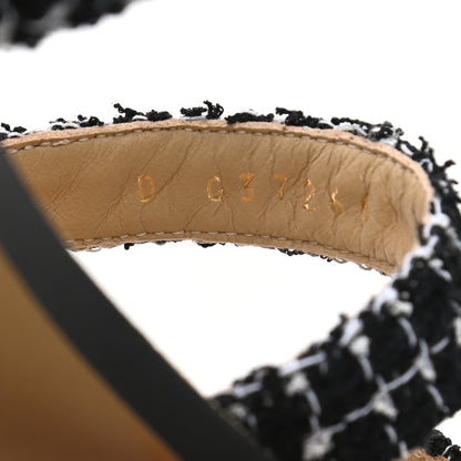 Chanel Tweed CC Sandals 38 Black White 8 of 11