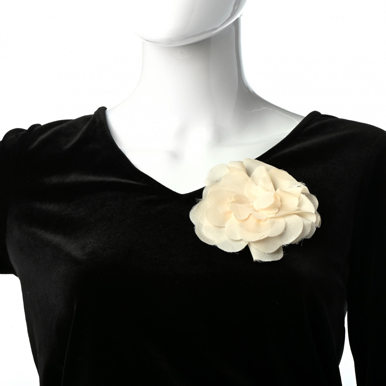 Chanel Fabric Camellia Flower Brooch Ivory 2 of 5