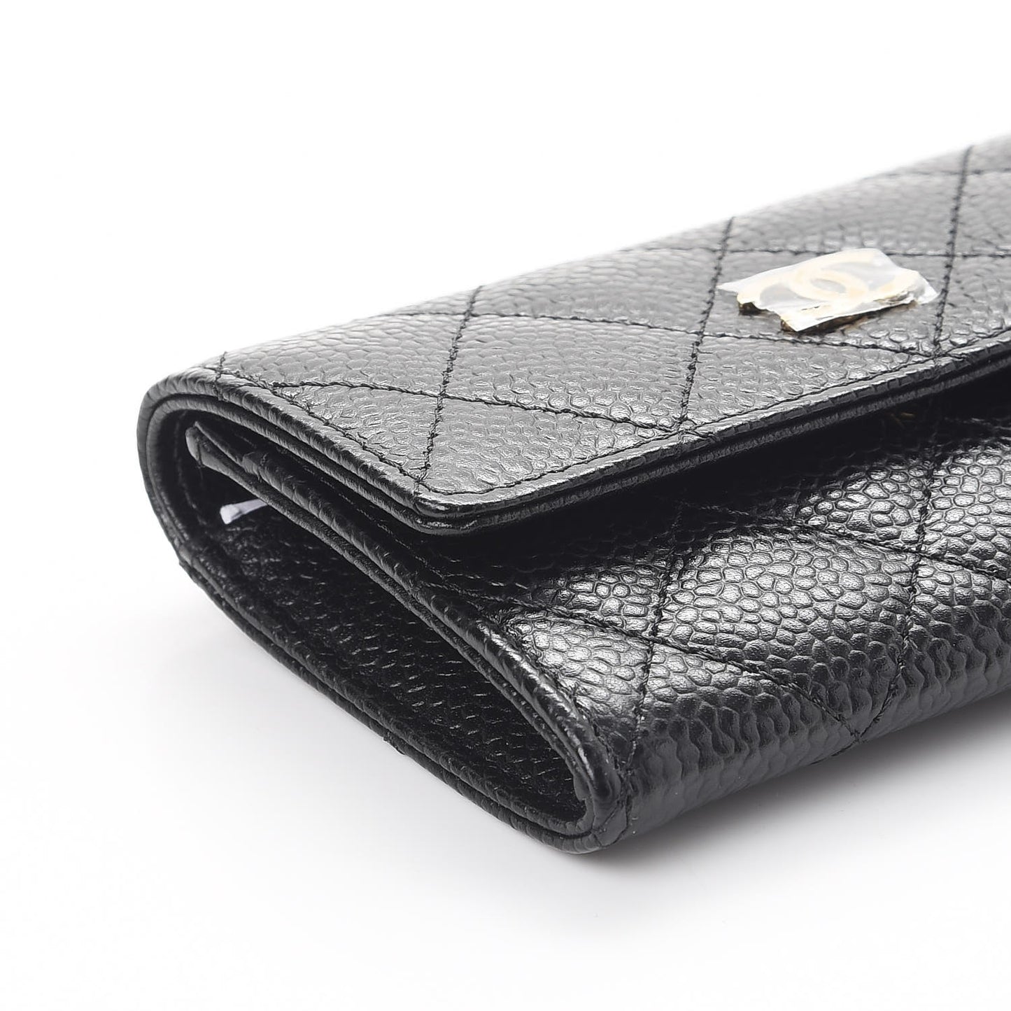 Caviar Quilted Flap Card Holder Black