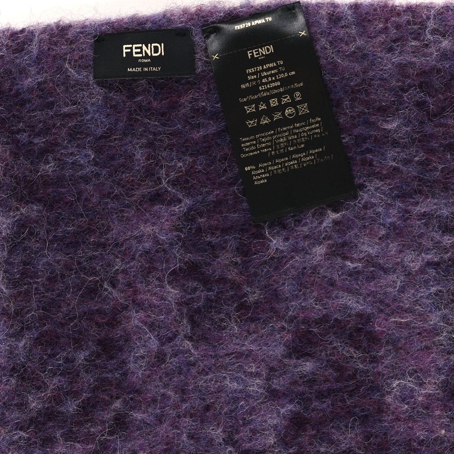 Fendi Alpaca Wool FF Scarf Purple 3 of 3