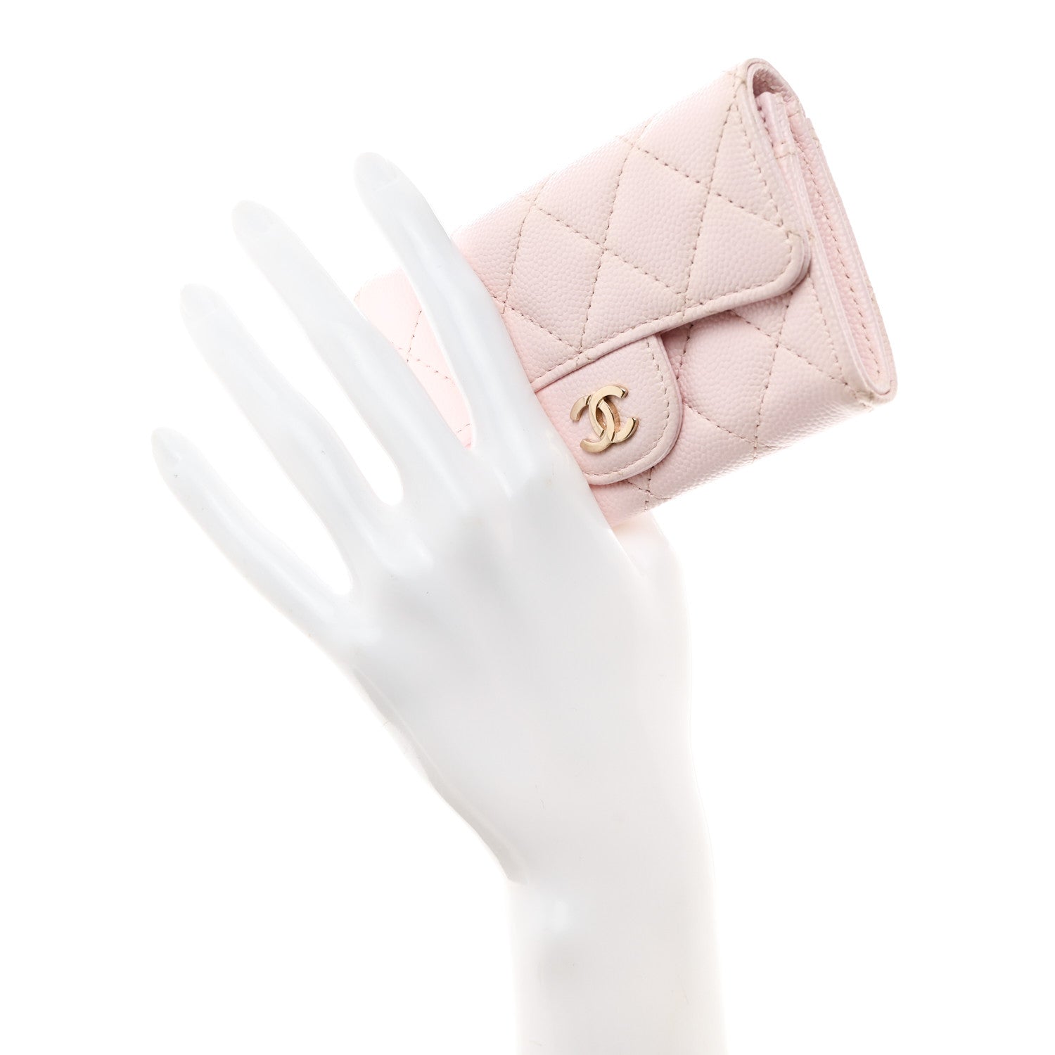 Chanel Caviar Quilted Flap Card Holder Wallet Light Pink 2 of 9