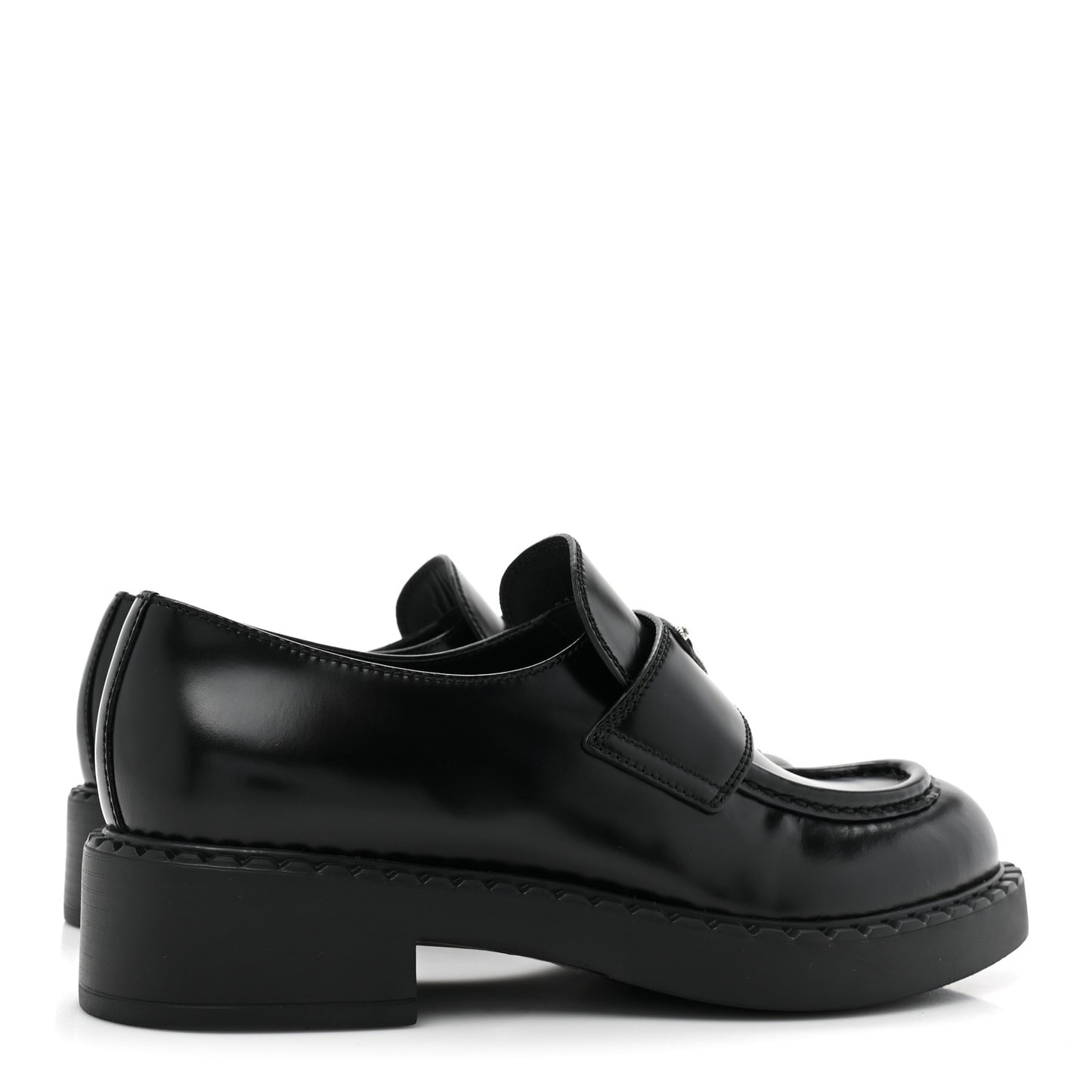 Spazzolato Metal Triangle Logo 50mm Loafers 38.5 Black