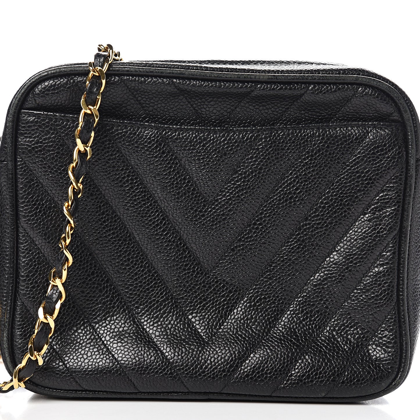 Caviar Chevron Quilted Camera Case Black