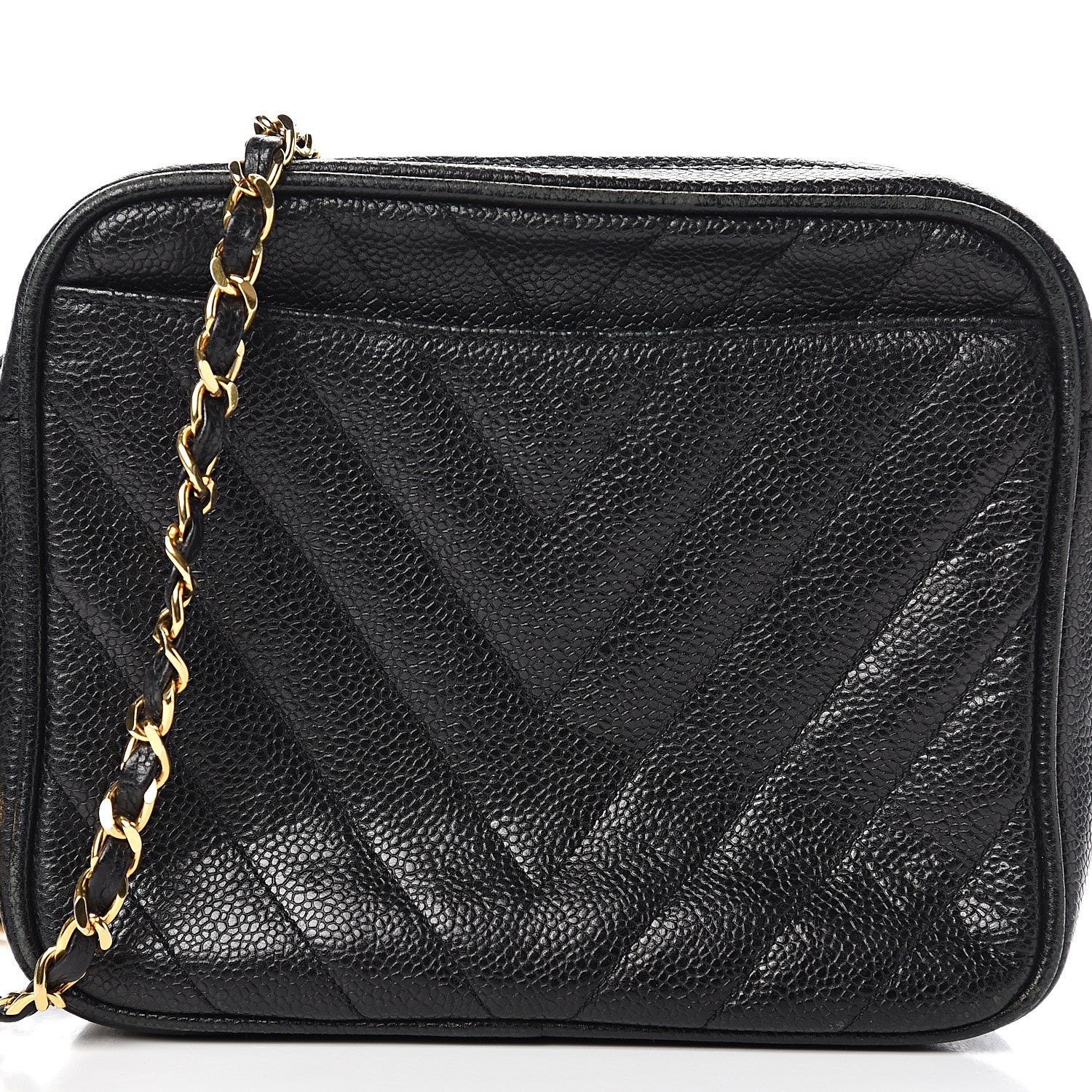 Chanel Caviar Chevron Quilted Camera Case Black 12 of 12
