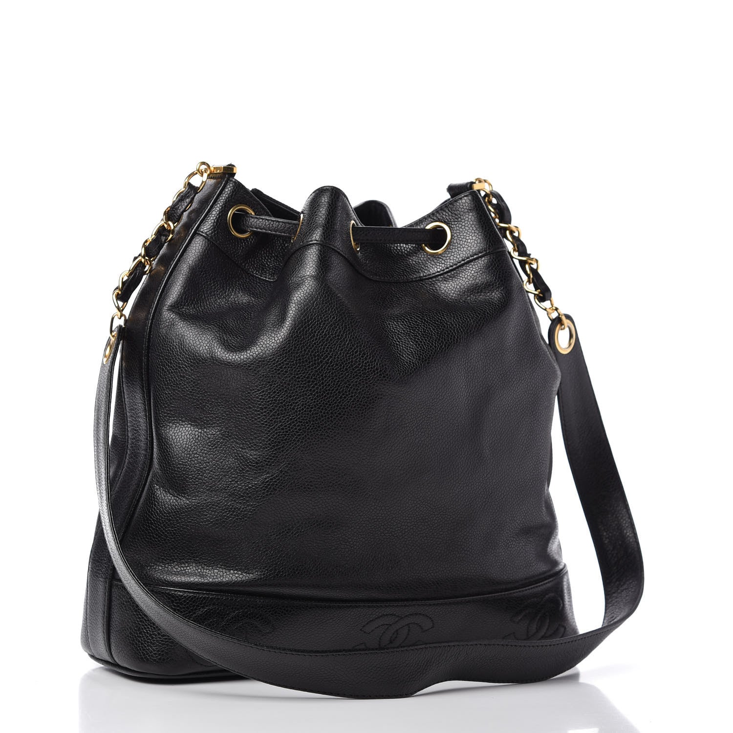 Chanel Caviar CC Drawstring Shoulder Bag Black 4 of 10