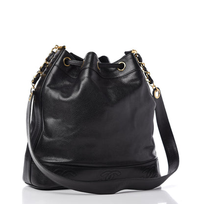 Chanel Caviar CC Drawstring Shoulder Bag Black 4 of 10