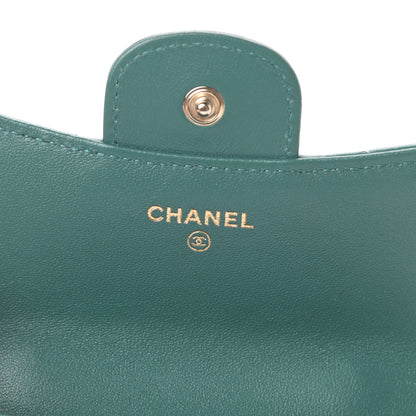 Chanel Lambskin Quilted Top Handle Flap Coin Purse With Chain Green 6 of 13