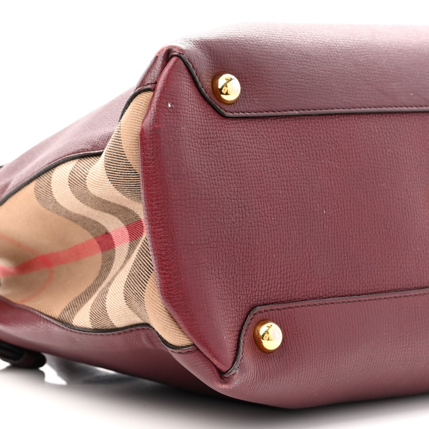 Grainy Calfskin House Check Medium Banner Tote Mahogany Red