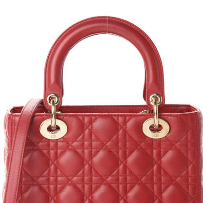 Christian Dior Lambskin Cannage Medium Lady Dior Red 10 of 10