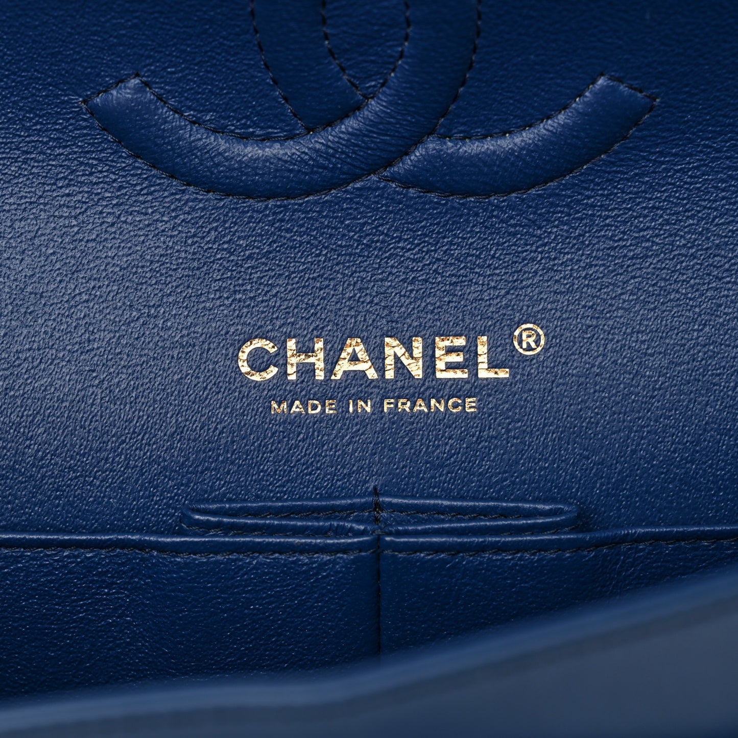 Lambskin Quilted Medium Double Flap Blue