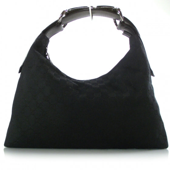 Gucci Monogram Medium Horsebit Chain Hobo Black 1 of 11
