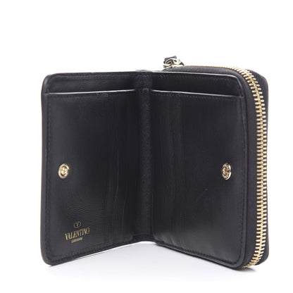 Valentino Garavani Vitello Rockstud Compact Zip Around Wallet Black 7 of 8