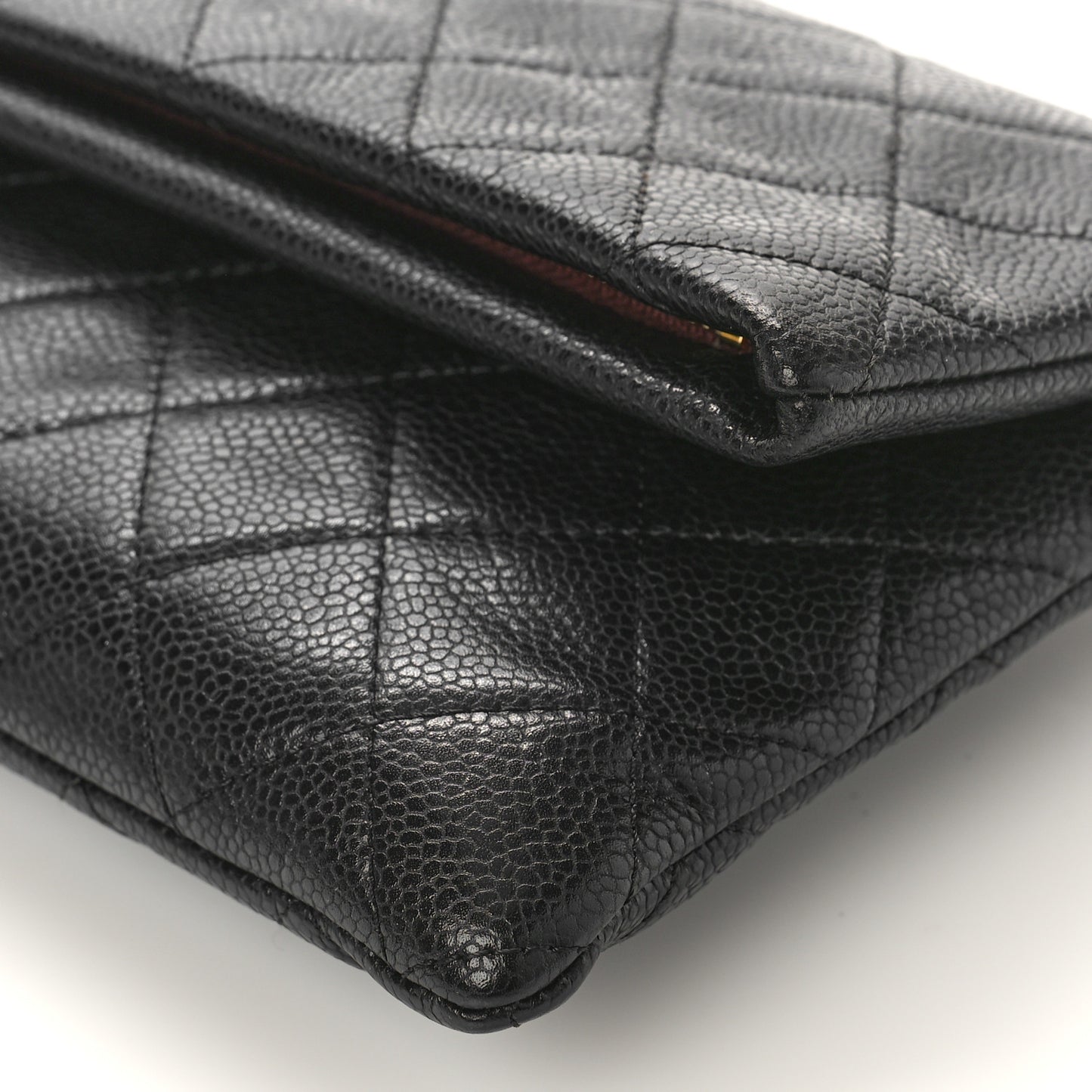 Caviar Quilted CC Beauty Clutch Black