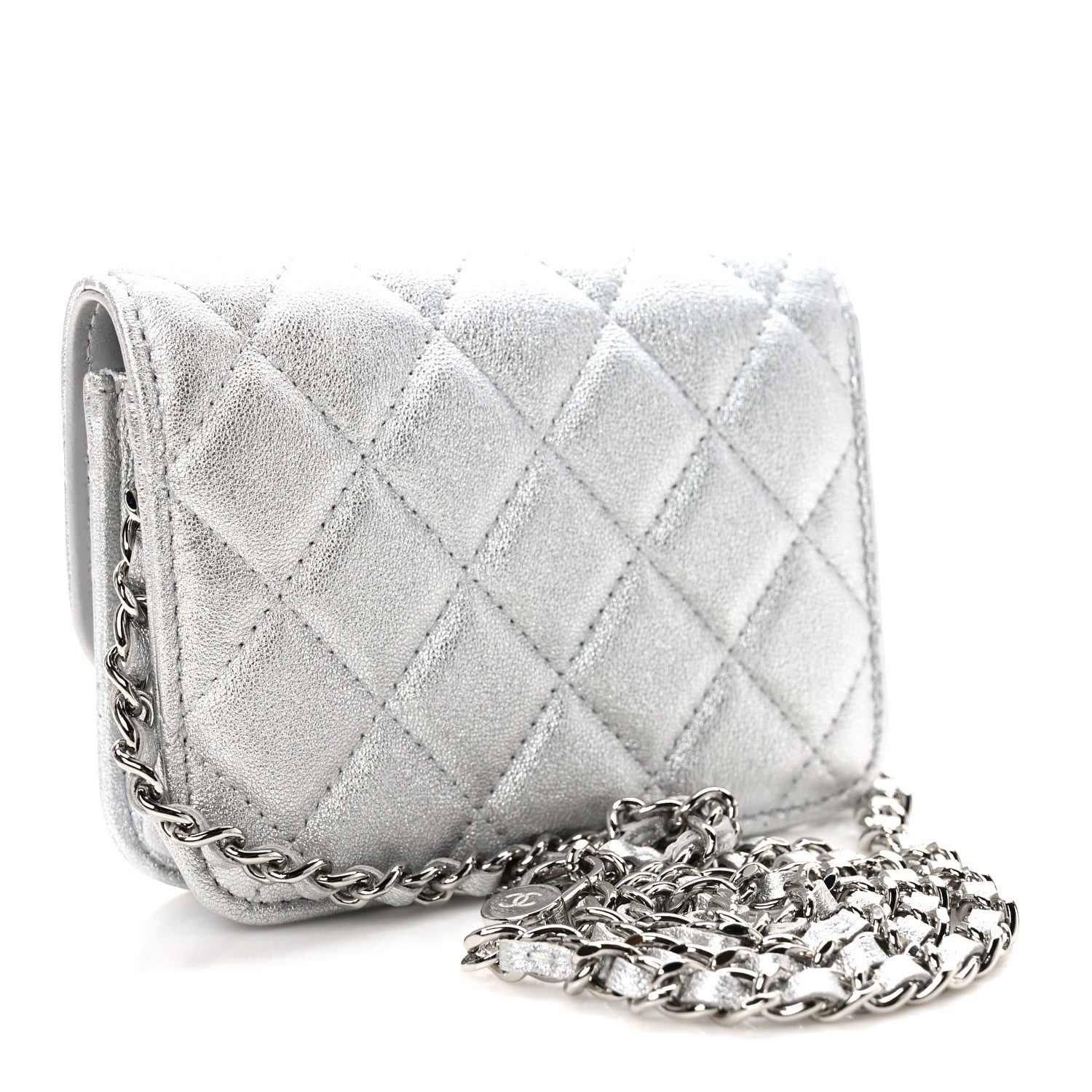 Chanel Metallic Goatskin Quilted Star Flap Waist Belt Bag Silver 3 of 10