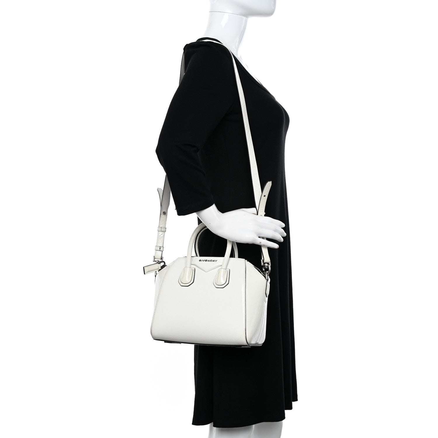 Givenchy Crinkled Patent Calfskin Mini Antigona White 2 of 20