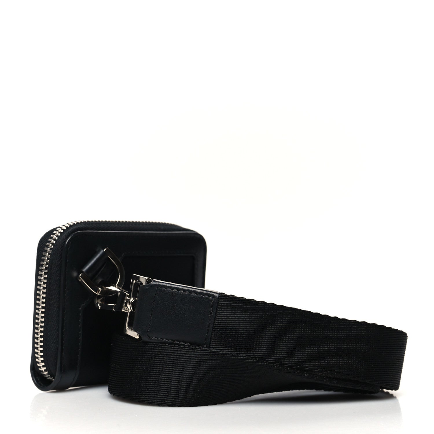 Versace Calfskin Nylon La Medusa Zip Around Lanyard Wallet Black 3 of 9