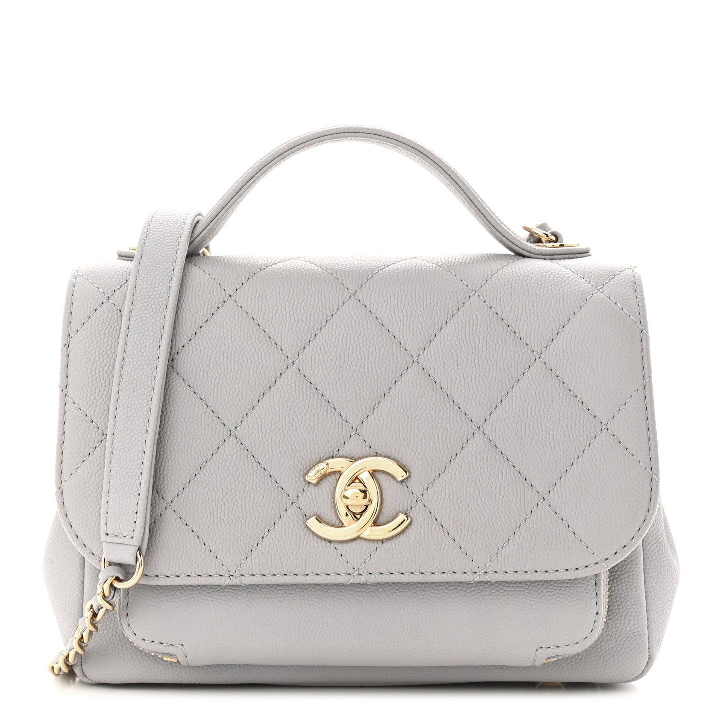 Caviar Quilted Small Business Affinity Flap Grey