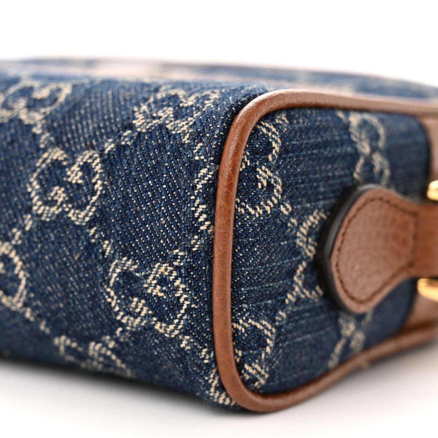Gucci New Denim GG Monogram Dollar Calfskin Mini Ophidia Shoulder Bag Blue Tea Cuir Epilog 10 of 10