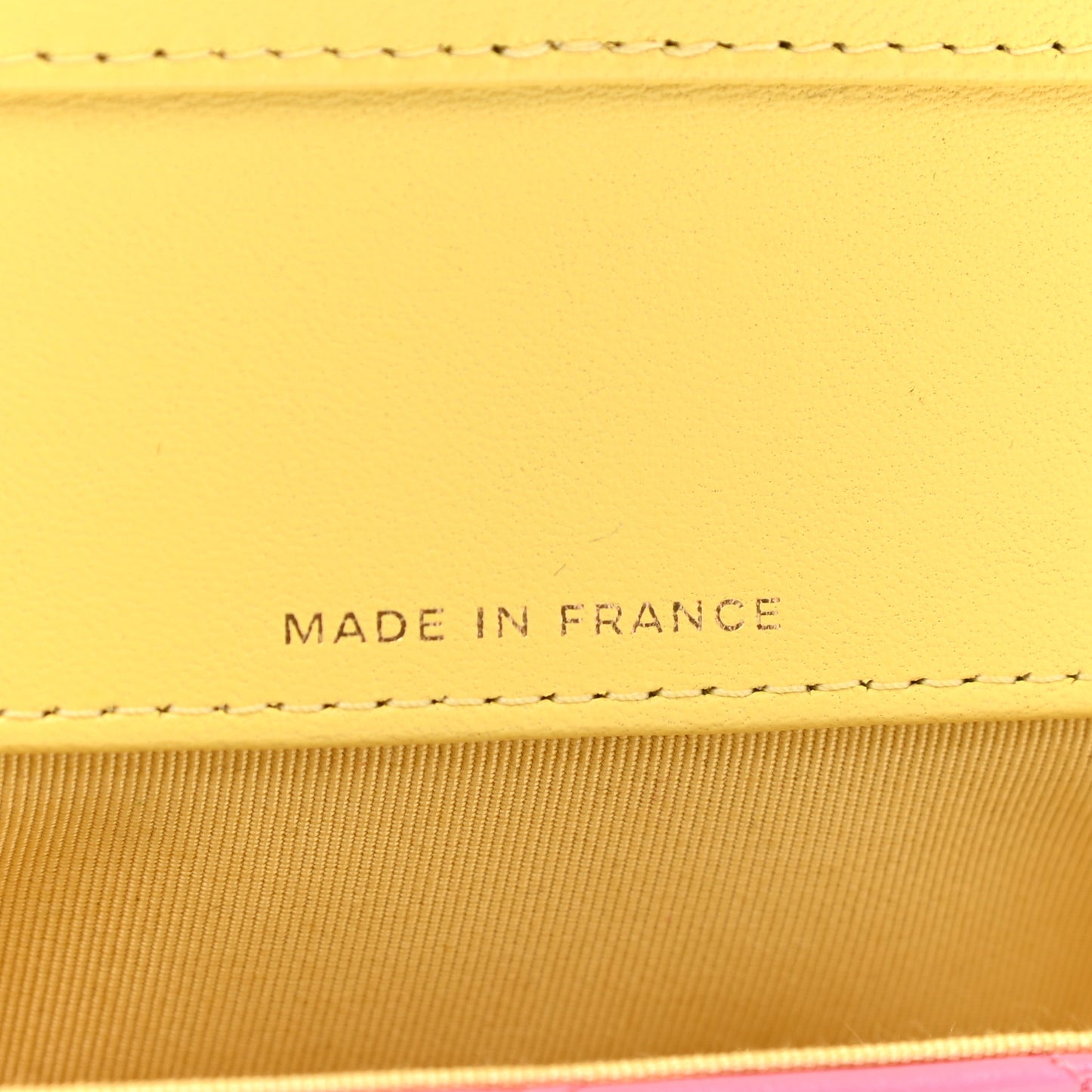 Lambskin Quilted Glasses Case With Chain Pink Yellow