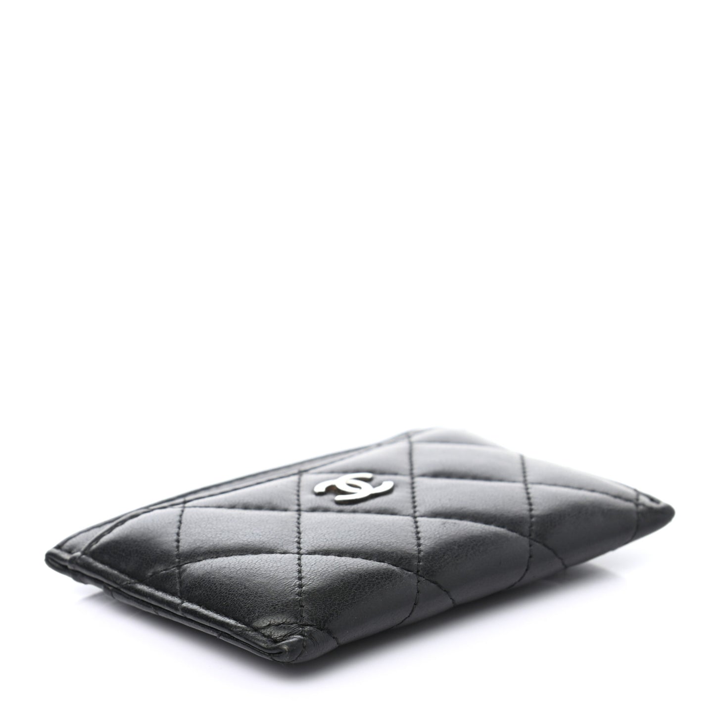 Lambskin Quilted Card Holder Black