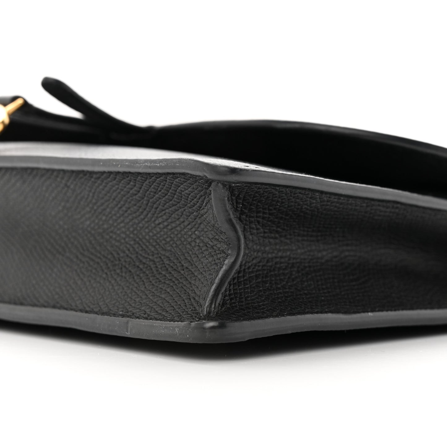 Grained Calfskin Saddle Chain Wallet Pouch Black