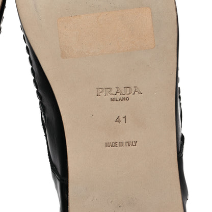 Prada Calfskin Woven Loafers 41 Black White 6 of 7