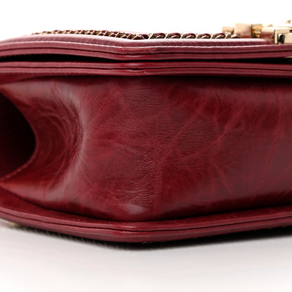 Chanel Crumpled Calfskin Chevron Small Chain Boy Flap Burgundy 9 of 13