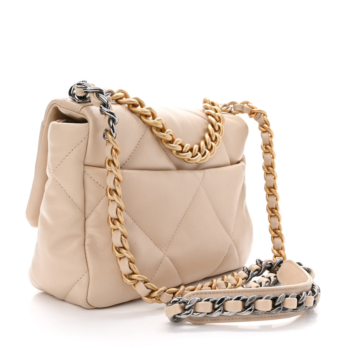 Chanel Goatskin Quilted Medium Chanel 19 Flap Beige 3 of 11