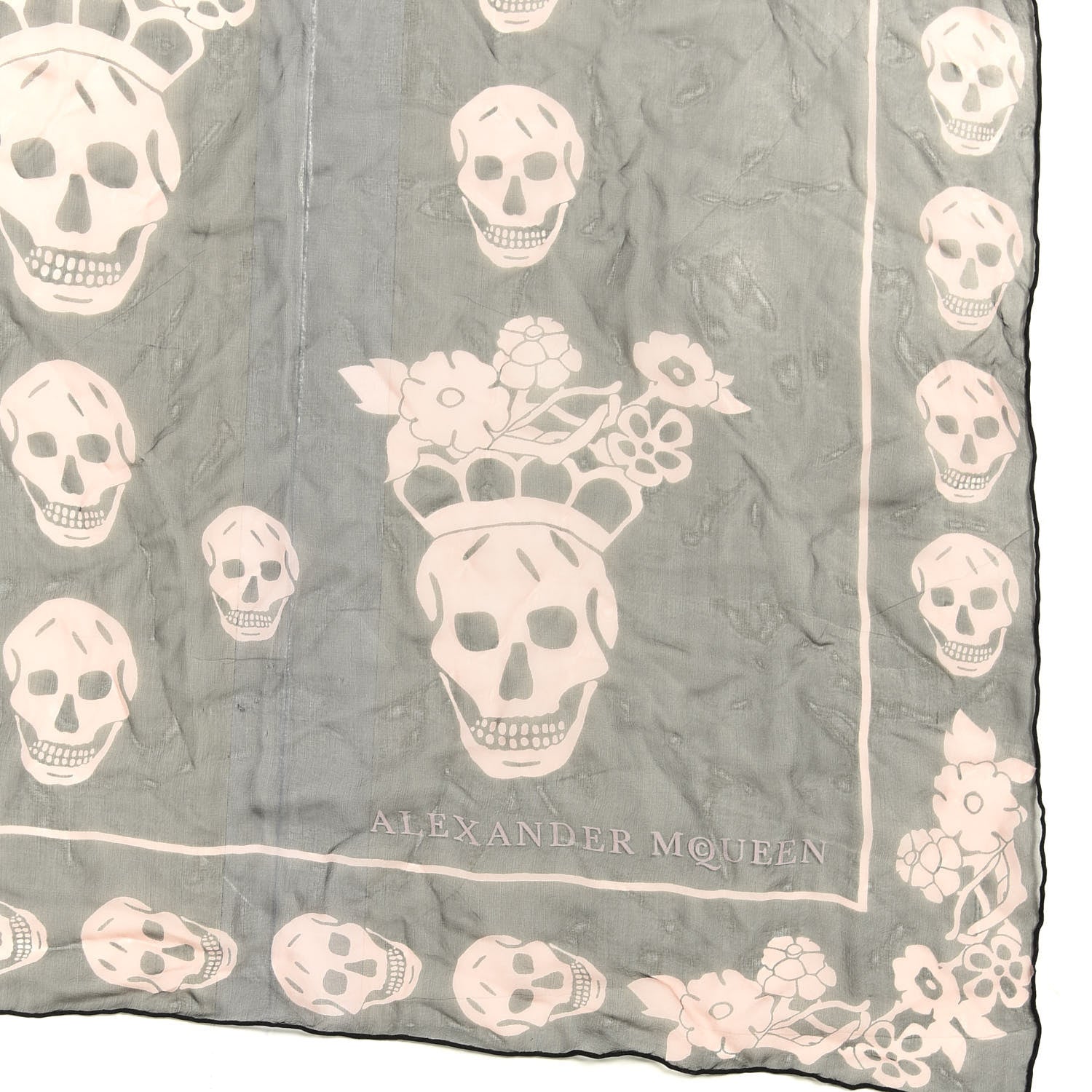 Alexander McQueen Silk Chiffon Geisha Skull Scarf Black 2 of 4