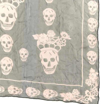 Alexander McQueen Silk Chiffon Geisha Skull Scarf Black 2 of 4