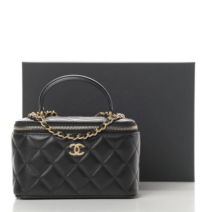 Chanel Lambskin Quilted Small Top Handle Vanity Case With Chain Black 11 of 11