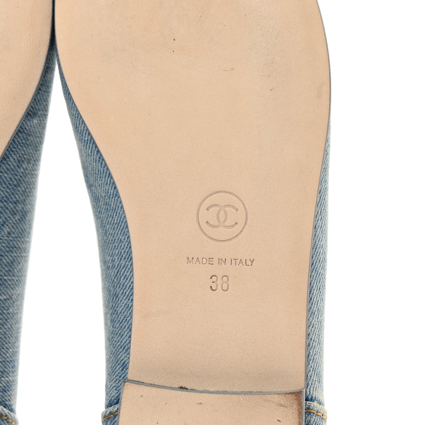 Denim CC Cap Toe Ballerina Flats 38 Light Blue