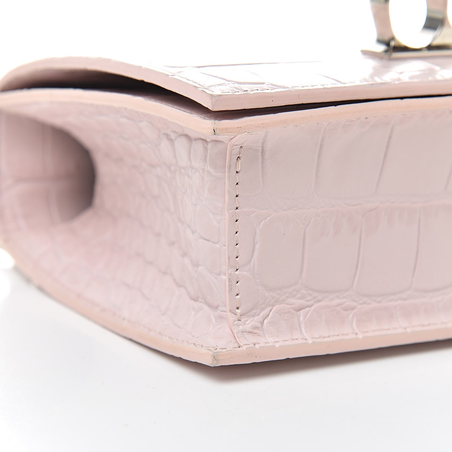 Alexander McQueen Calfskin Crocodile Embossed Knuckle Shoulder Bag Light Pink 9 of 14