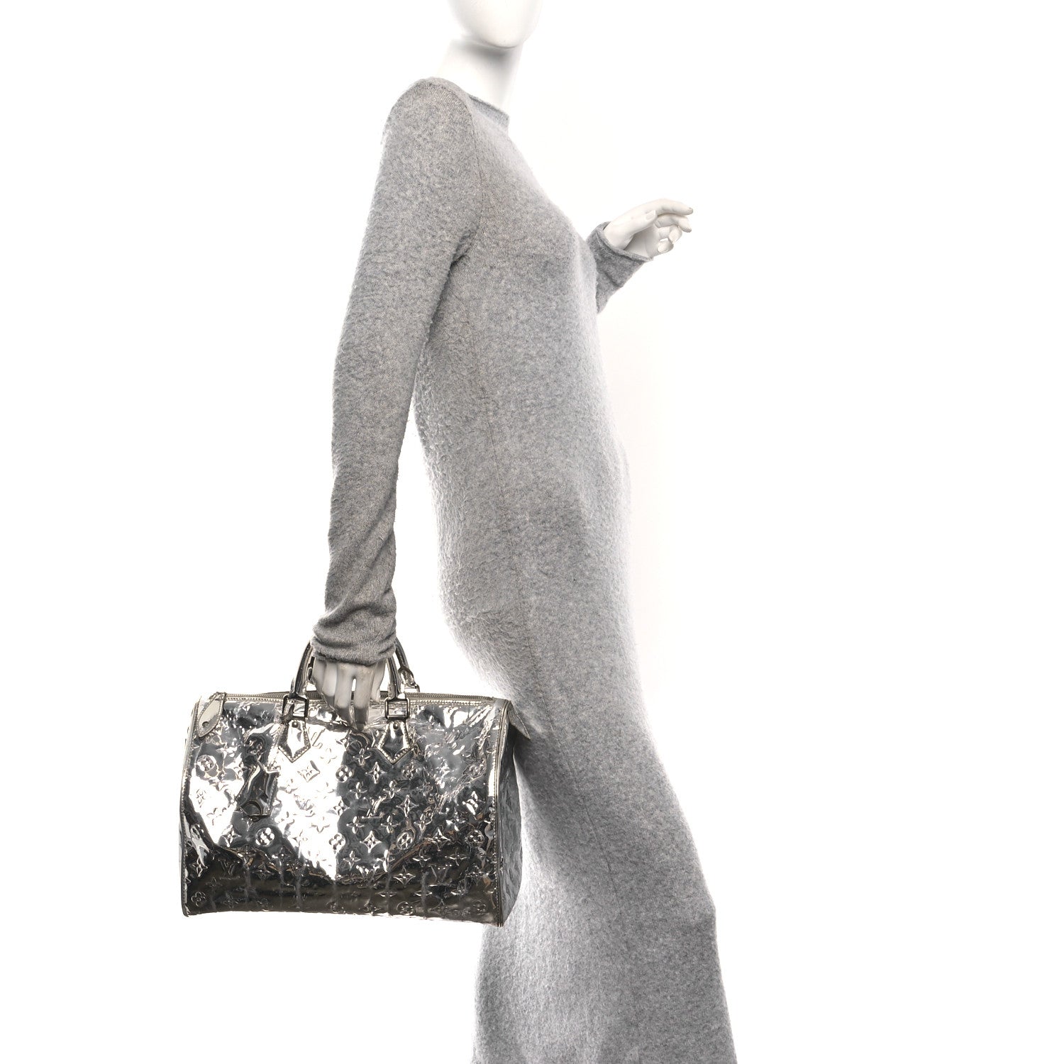 Louis Vuitton Monogram Miroir Speedy 35 Silver 2 of 9
