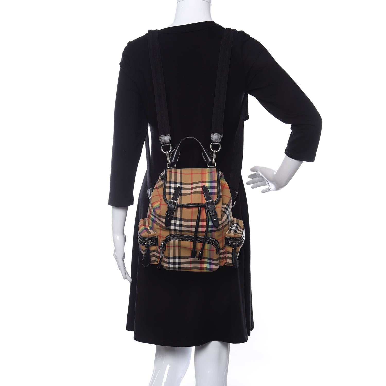 Burberry Vintage Rainbow Check Small Rucksack Backpack Antique Yellow 2 of 9