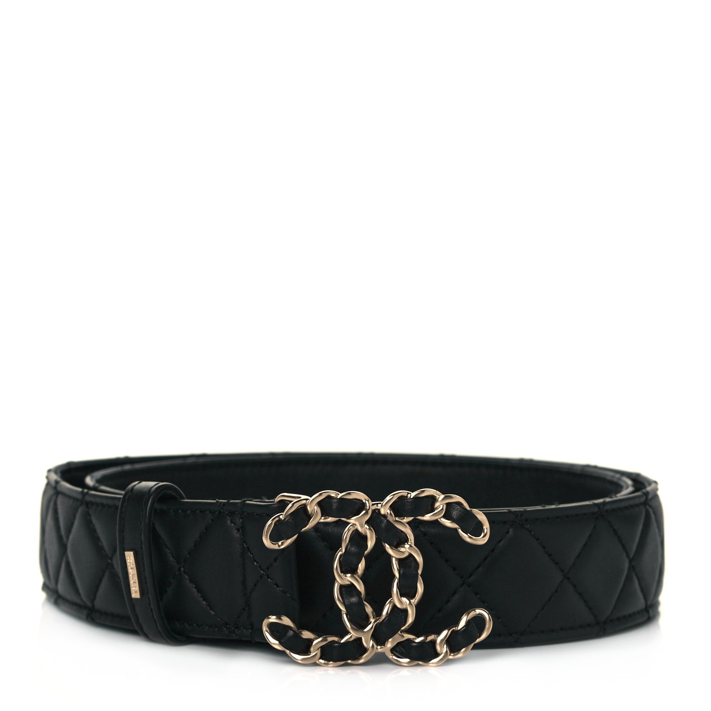 Lambskin Quilted CC Chain Belt 90 36 Black