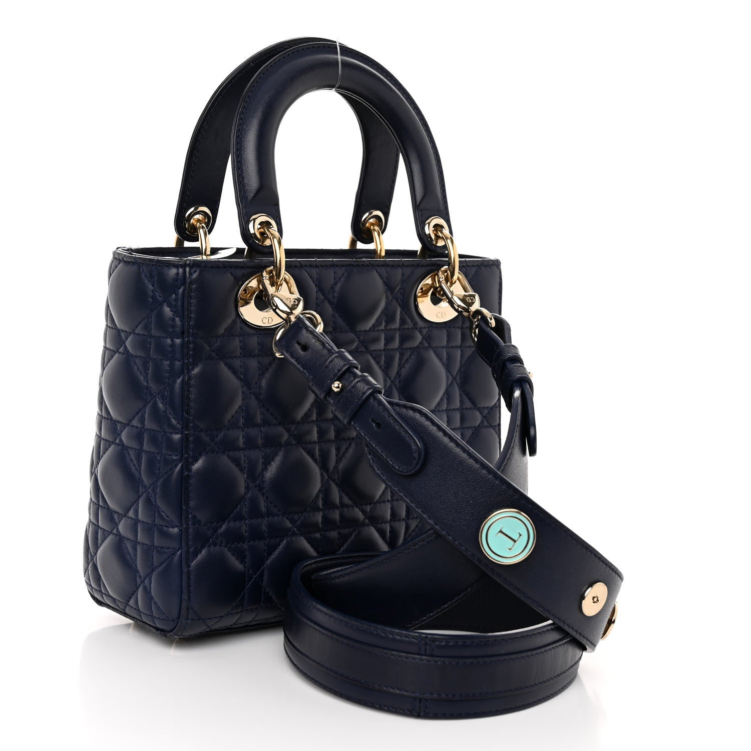Christian Dior CHRISTIAN DIOR Lambskin Cannage Small Lucky Badges My Lady Dior Navy 3 of 9