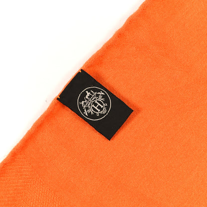 Hermes Cashmere Silk Jacquard New Libris Scarf Orange Kumquat 3 of 3