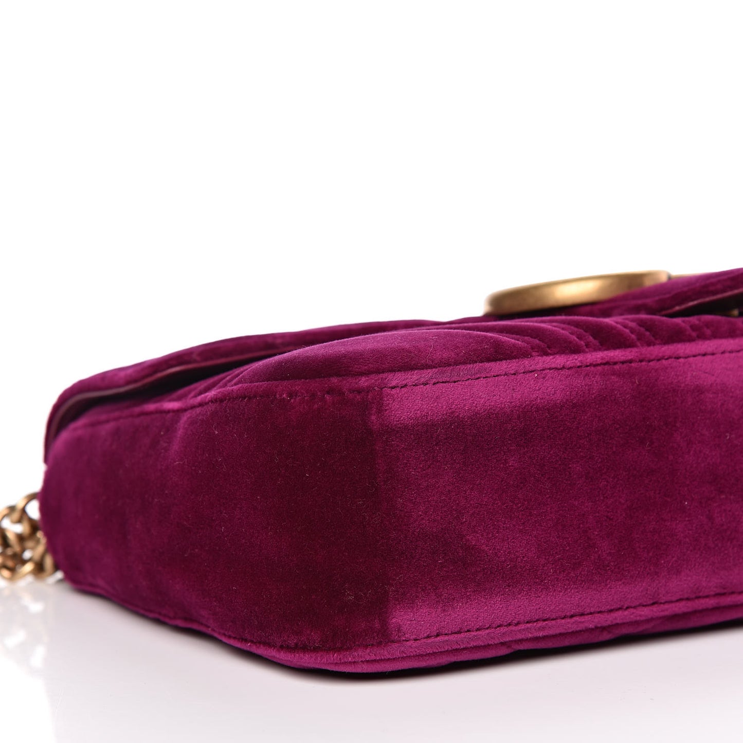 Velvet Matelasse Medium GG Marmont Shoulder Bag Fuchsia Violet Cyclamen