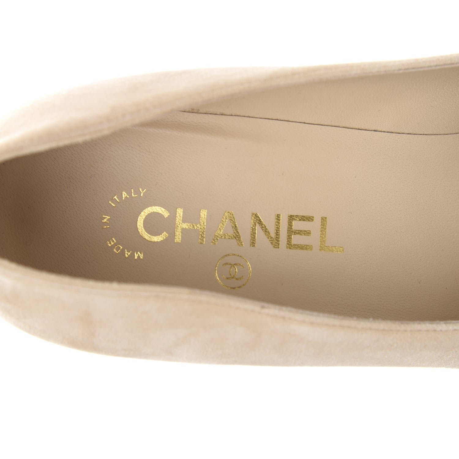 Chanel Suede Satin Cap Toe Low Heel Pumps 40 Beige Black 7 of 10