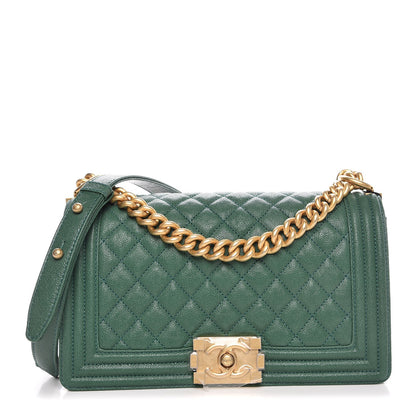 Chanel Caviar Quilted Medium Boy Flap Green 1 of 7