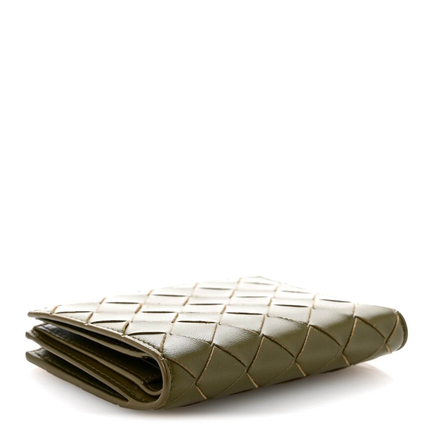 Bottega Veneta Nappa Intrecciato Small Bi-Fold Zip Wallet Kaki Fondent 4 of 8
