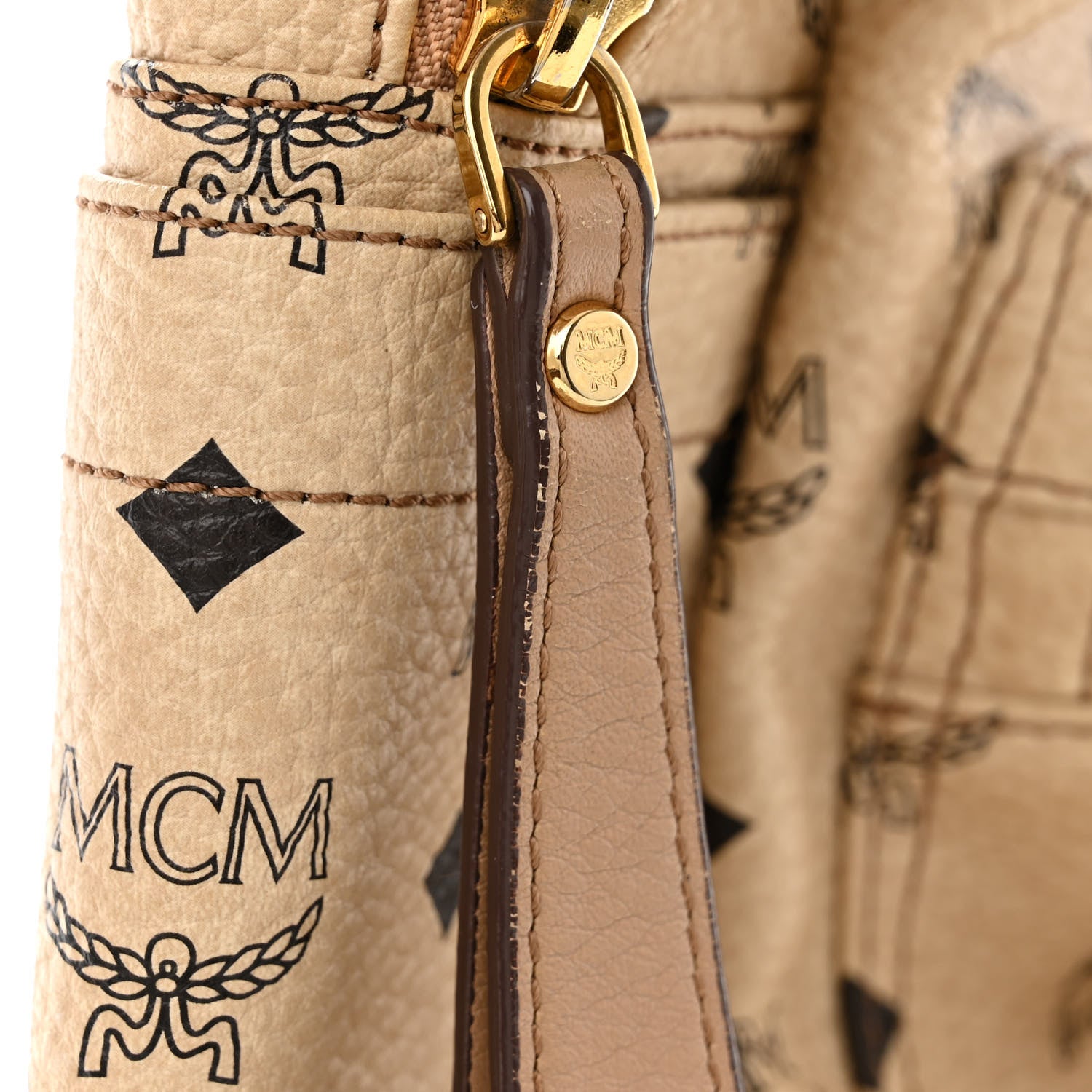 MCM Visetos Medium Sprinkle Stud Stark Backpack Beige 15 of 17