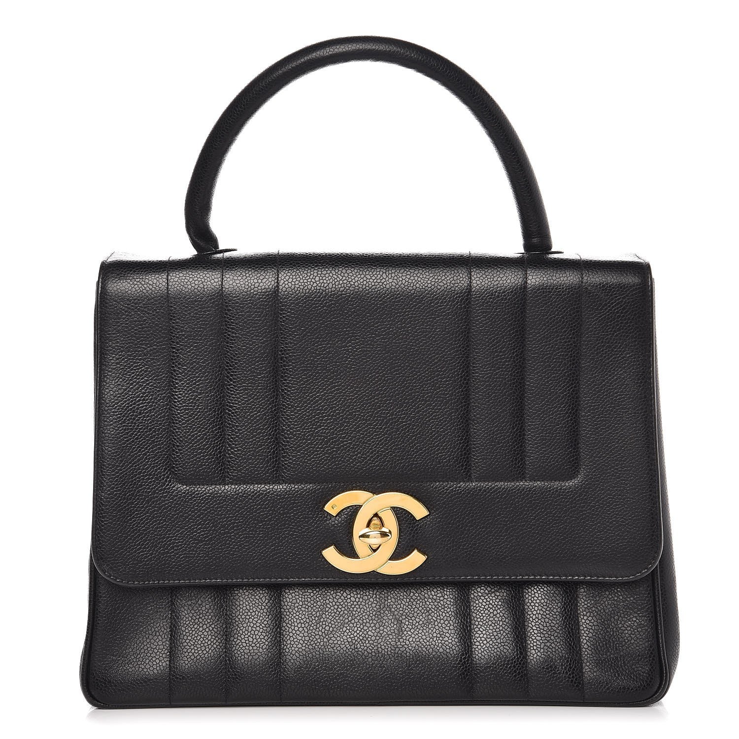Chanel Caviar Vertical Quilted Kelly Flap Bag Black 1 of 13