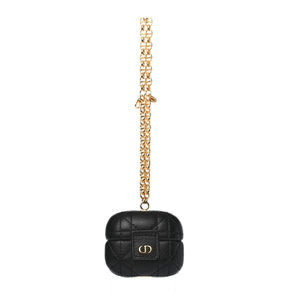 Christian Dior Supple Calfskin Cannage Caro Airpods Pro Case Black 3 of 6