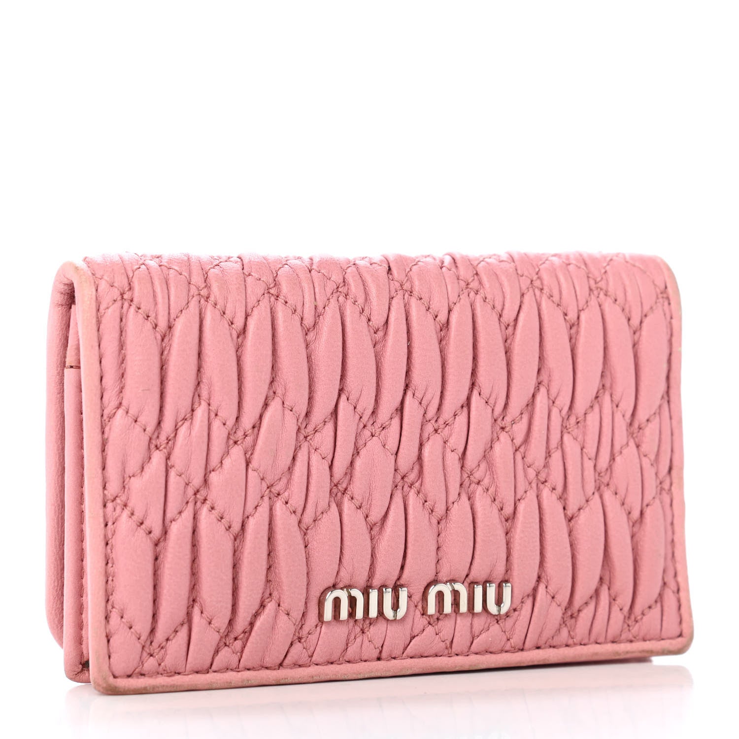 Miu Miu Nappa Matelasse Crystal Cherry Compact Wallet Rosa 3 of 4