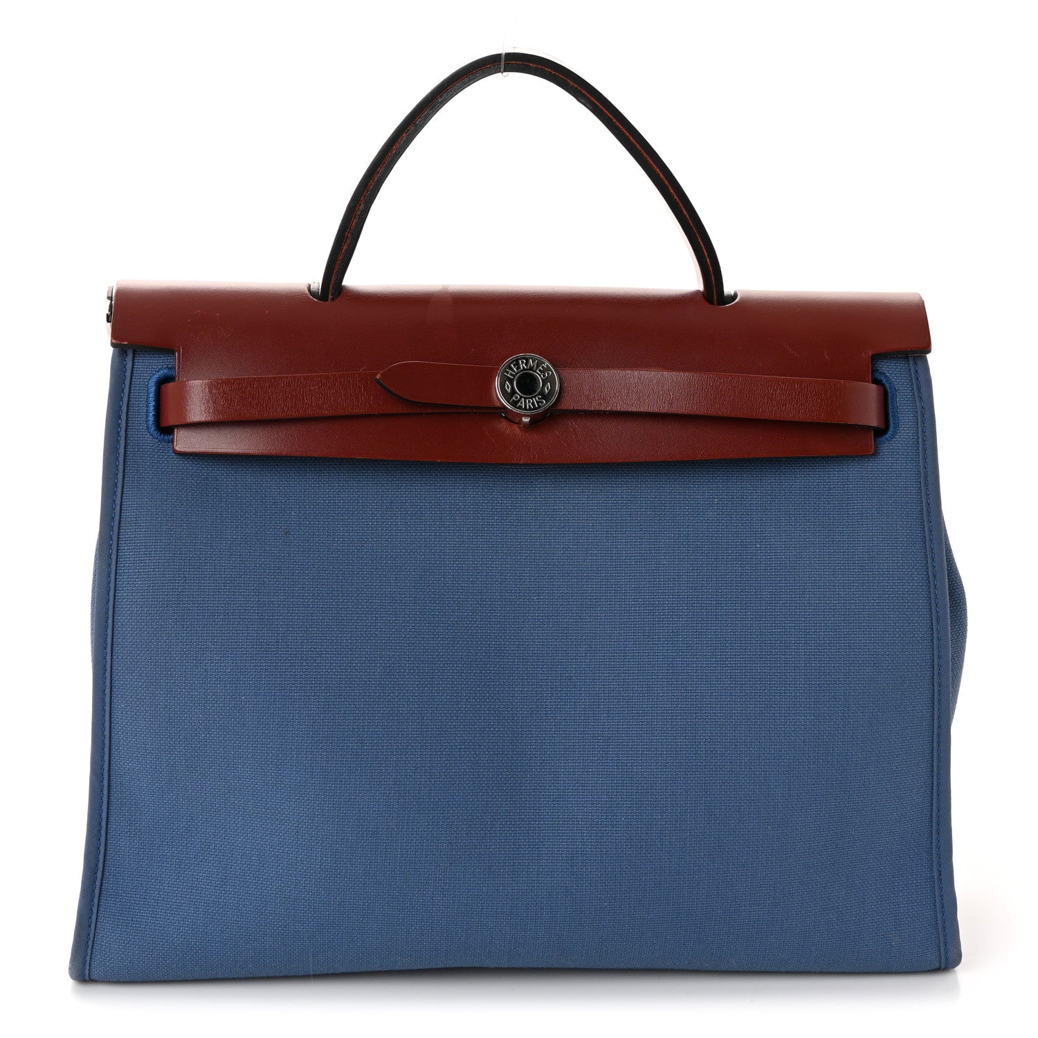 Hermes Vache Hunter Toile Militaire Herbag Zip 31 PM Bleu Agate Rouge H 1 of 11