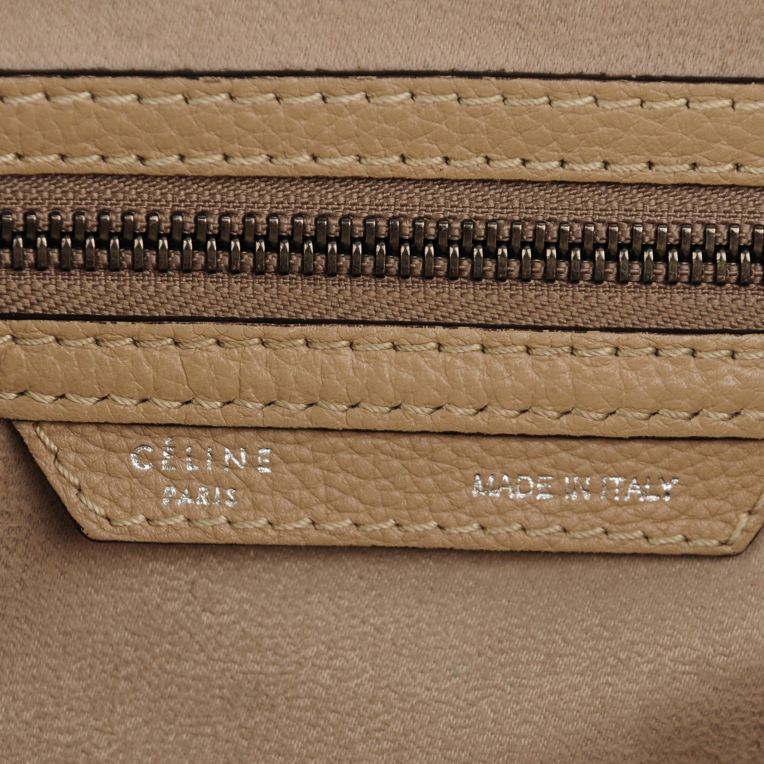 Celine Drummed Calfskin Mini Luggage Dune 7 of 14