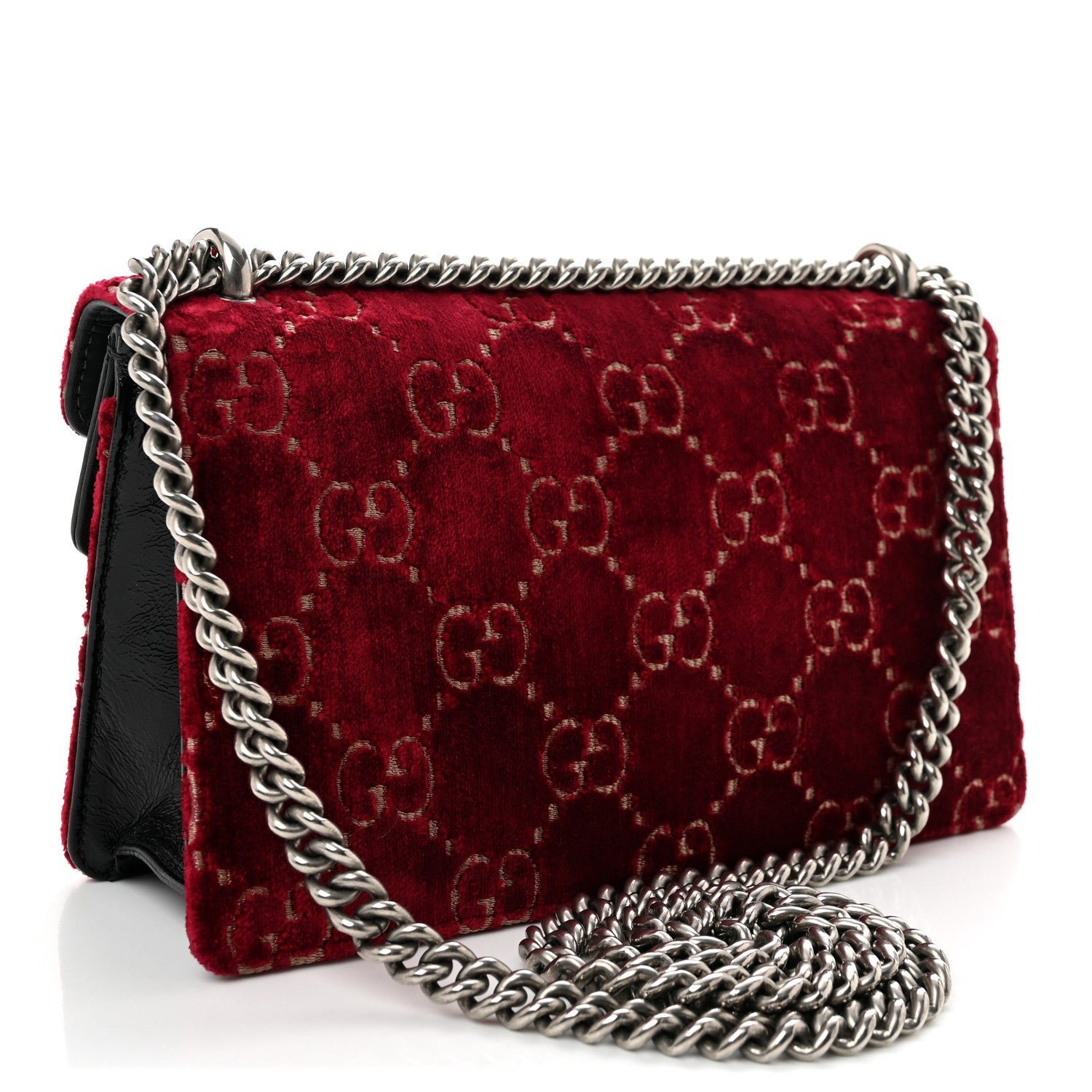 GUCCI 赤 ベルベット パーティーバッグ Gucci Velvet Skipper Crystal GG Monogram Small Dionysus Shoulder