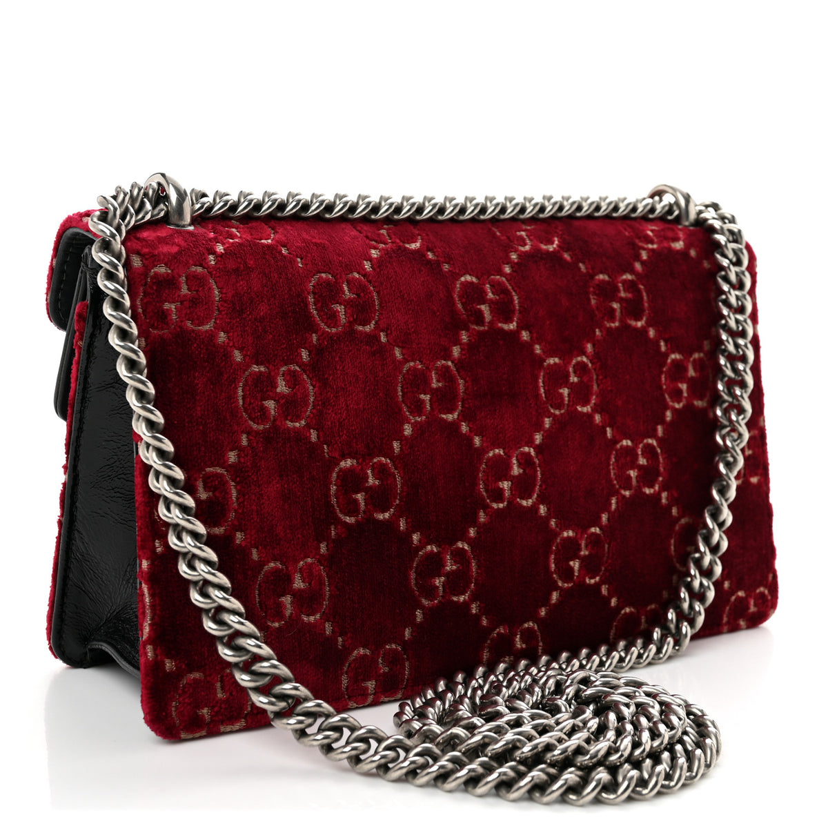 Velvet Skipper Crystal GG Monogram Small Dionysus Shoulder Bag Red Cipria Black Black Diamond